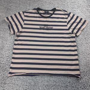 HUF Shirt Men 2XL XXL Surf Skateboard Embroidered Hip Hop Graphic Tee Striped